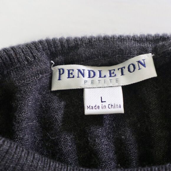 Pendleton Size Petite L Merino Wool Knit Sweater Turtleneck Gray - Picture 9 of 10
